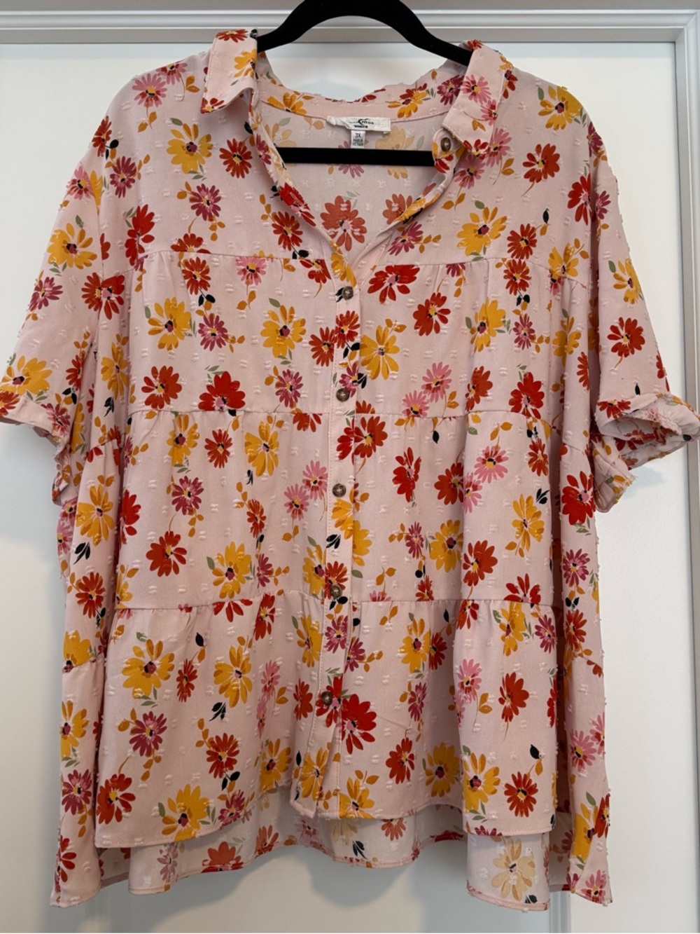Moa Moa Pink Floral Button-Up Blouse